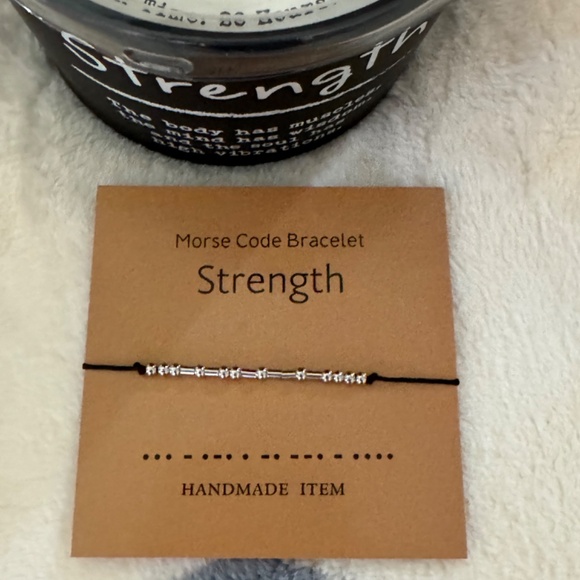 STRENGTH Lot x 2: Black Glass Candle Primitives by Kathy Morse Code Bracelet NEW - Picture 12 of 16